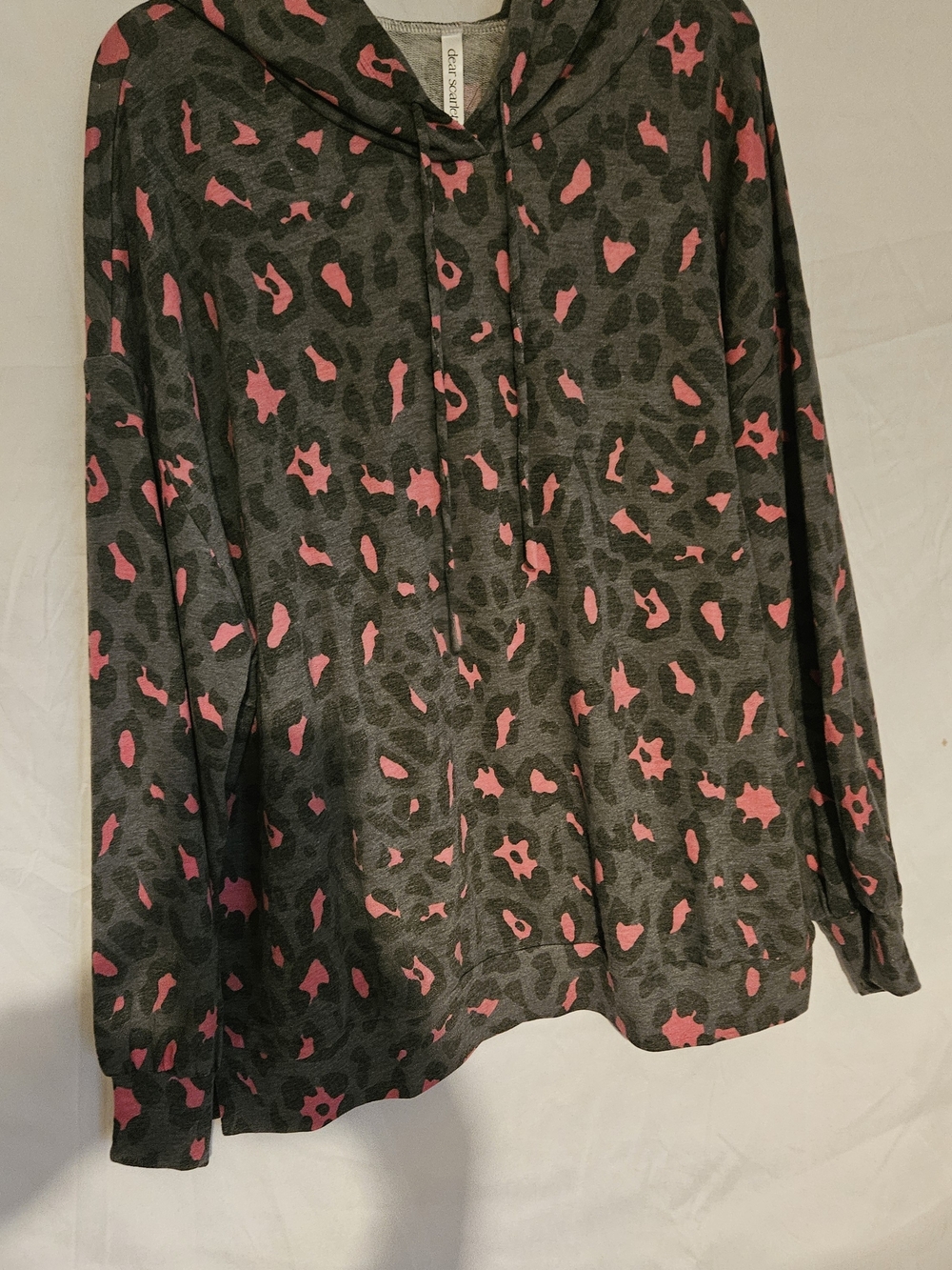 #3 Othr Gray Hooded Sweatshirt with Pink Leopard Print